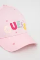 Дитяча бавовняна кепка Guess рожевий