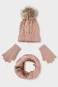 różowy Mayoral czapka, komin i rękawiczki dziecięce Dziewczęcy