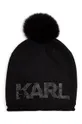 Παιδικός σκούφος από μείγμα μαλλιού Karl Lagerfeld μαύρο