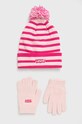 Детски шапка и ръкавици Levi's средно дебел розов 9A8514.