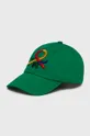 πράσινο Παιδικό βαμβακερό καπέλο μπέιζμπολ United Colors of Benetton Παιδικά