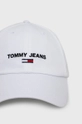 Βαμβακερό καπέλο Tommy Jeans λευκό