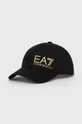 czarny EA7 Emporio Armani czapka z daszkiem bawełniana Unisex