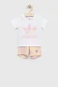 білий Дитячий бавовняний комплект adidas Originals Для дівчаток