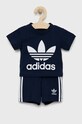 Bavlněná tepláková souprava pro miminka adidas Originals bavlna námořnická modř HK7482