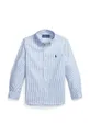 modrá Detská bavlnená košeľa Polo Ralph Lauren Chlapčenský