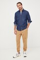 Odzież Sisley koszula jeansowa 5FV6SQ017.902 granatowy