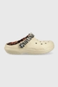 beżowy Crocs Kapcie Classic Lined Animal Remix Clog Damski