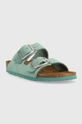 Birkenstock klapki zamszowe ARIZONA BIG BUCKLE turkusowy