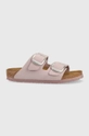 μωβ Δερμάτινες παντόφλες Birkenstock Arizona Big Buckle Γυναικεία