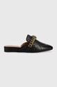 Kurt Geiger London Klapki skórzane Chelsea płaski czarny 5126400019.BLACK