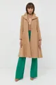 Μάλλινο παλτό Elisabetta Franchi μπεζ