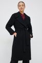 czarny Sisley płaszcz z domieszką wełny Damski