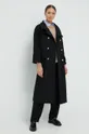 Μάλλινο παλτό Sisley μαύρο