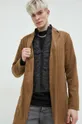 barna Jack & Jones kabát gyapjú keverékből