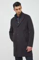 Μάλλινο παλτό BOSS σκούρο μπλε