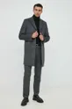 Шерстяное пальто BOSS серый