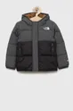 szary The North Face kurtka puchowa dziecięca KID NORTH DOWN HOODED JACKET Dziecięcy