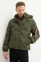 Bunda Alpha Industries Hooded Logo Puffer zelená