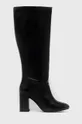 črna Usnjeni elegantni škornji Sisley Ženski