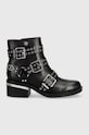Guess botki skórzane Fifii płaski czarny FL7FFI.ELE10.BLACK