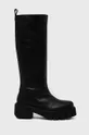 črna Usnjeni elegantni škornji Patrizia Pepe Ženski