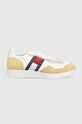 Tommy Jeans sneakers Track Cleat piele întoarsă alb EN0EN01850.ZFE
