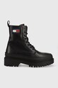 Tommy Jeans bocanci de piele Lace Up Boot pana la 5 cm negru EN0EN01899.BDS