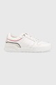 Tommy Hilfiger sneakersy skórzane Low Cut Basket Planet friendly biały FW0FW06524.YBR