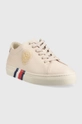 Tommy Hilfiger sneakersy skórzane Elevated TH Crest beżowy