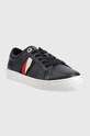 Tommy Hilfiger sneakersy skórzane Corporate Tommy Cupsole FW0FW06605.DW5 granatowy AW22