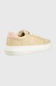 Calvin Klein Jeans sneakersy skórzane Chunky Cupsole Laceup Low YW0YW00807.0GD YW0YW00807.0GD beżowy AW22