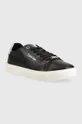 Δερμάτινα αθλητικά παπούτσια Calvin Klein Cupsole Unlined Lace Up μαύρο