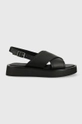 μαύρο Δερμάτινα σανδάλια Calvin Klein Flatform Sandal Γυναικεία