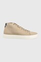 Calvin Klein sneakers din piele intoarsă Cupsole Unlined High Top Planet friendly bej HW0HW01174.PCV