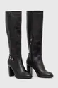 Δερμάτινες μπότες Tommy Hilfiger Belt High Heel Longboot μαύρο