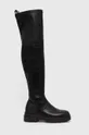 crna Kožne čizme Tommy Hilfiger Monochromatic Over The Knee Boot Ženski