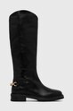 Шкіряні чоботи Tommy Hilfiger Tommy Twist Flat Longboot без утеплення чорний FW0FW07057.BDS