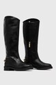 Шкіряні чоботи Tommy Hilfiger Tommy Twist Flat Longboot FW0FW07057.BDS чорний AW22