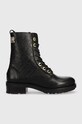 Kožne čizme Tommy Hilfiger Th Monogram Biker Boot zrnata koža crna FW0FW06817.BDS