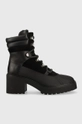 fekete Tommy Hilfiger bőr csizma Heel Laced Outdoor Boot Női