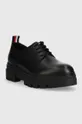 Шкіряні туфлі Tommy Hilfiger Leather Lace Up Shoe чорний