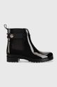 fekete Tommy Hilfiger gumicsizma Ankle Rainboot With Metal Detail Női