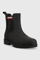 Gumene čizme Tommy Hilfiger Rain Boot Ankle Elastic crna