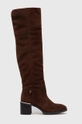 καφέ Μπότες σούετ Tommy Hilfiger Th Belt Suede Overknee Boot Γυναικεία