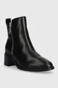 Kožené členkové topánky Tommy Hilfiger Zip Leather Mid Heel Boot čierna