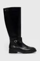 μαύρο Δερμάτινες μπότες Tommy Hilfiger Leather Belt Longboot Γυναικεία