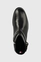 Kožené členkové topánky Tommy Hilfiger Th Belt Flat Boot čierna FW0FW06753.BDS
