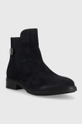 Σουέτ μπότες τσέλσι Tommy Hilfiger Th Suede Flat Boot σκούρο μπλε