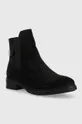 Tommy Hilfiger magasszárú cipő velúrból Th Suede Flat Boot fekete